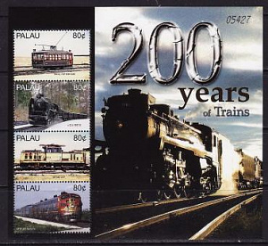Палау, 2004, 200 лет железной дороге, Поезда, лист